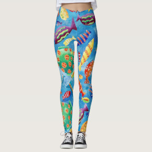 Snygg tropisk fisk rolig mönstrad leggings