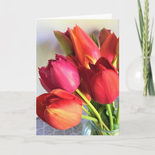 Snygg Tulip Bouquet Kort (Framsida)