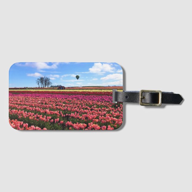 Snygg Tulip Fält med Luftballong, Oregon Bagagebricka (Framsida horisontal)