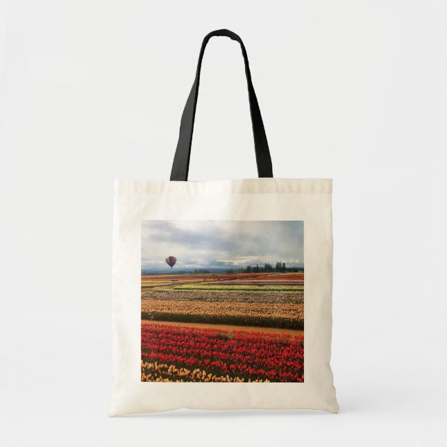 Snygg Tulip Fält med Luftballong, Oregon Tygkasse (Framsidan)