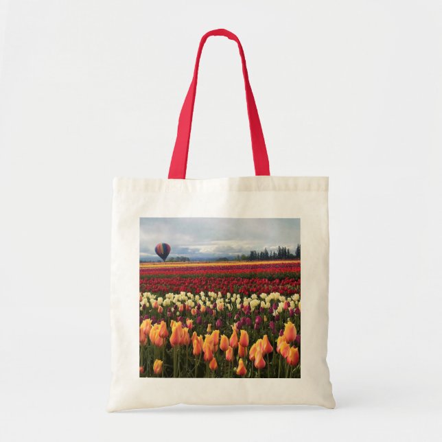 Snygg Tulip Fält med Luftballong, Oregon Tygkasse (Framsidan)