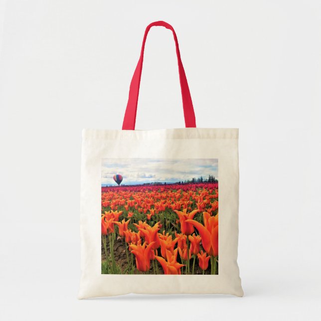 Snygg Tulip Fält med Luftballong, Oregon Tygkasse (Framsidan)