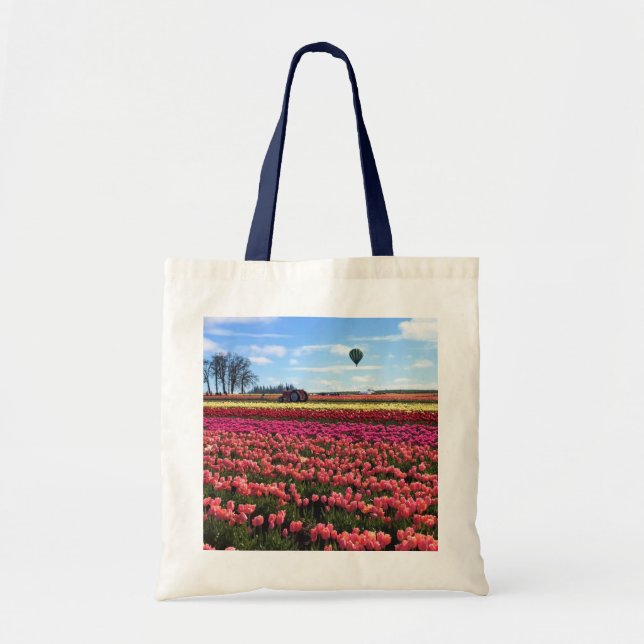 Snygg Tulip Fält med Luftballong, Oregon Tygkasse (Framsidan)