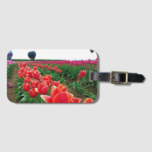 Snygg Tulip Fält med Luftballonger Bagagebricka (Framsida horisontal)