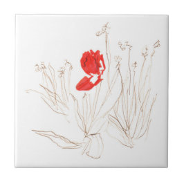 Snygg tulpaner i vinden och regn kakelplatta