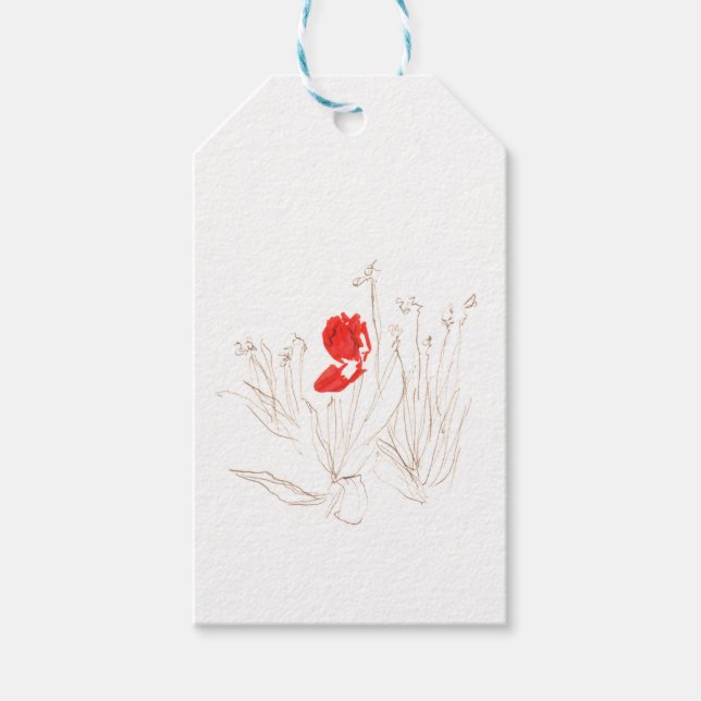 Snygg tulpaner i vinden och regn presentetikett (Framsidan)