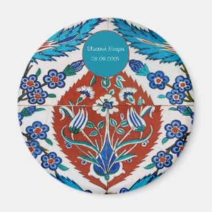 Snygg turkisk keramisk blomma magnet
