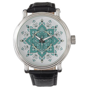 Snygg turkos, mandala-design armbandsur