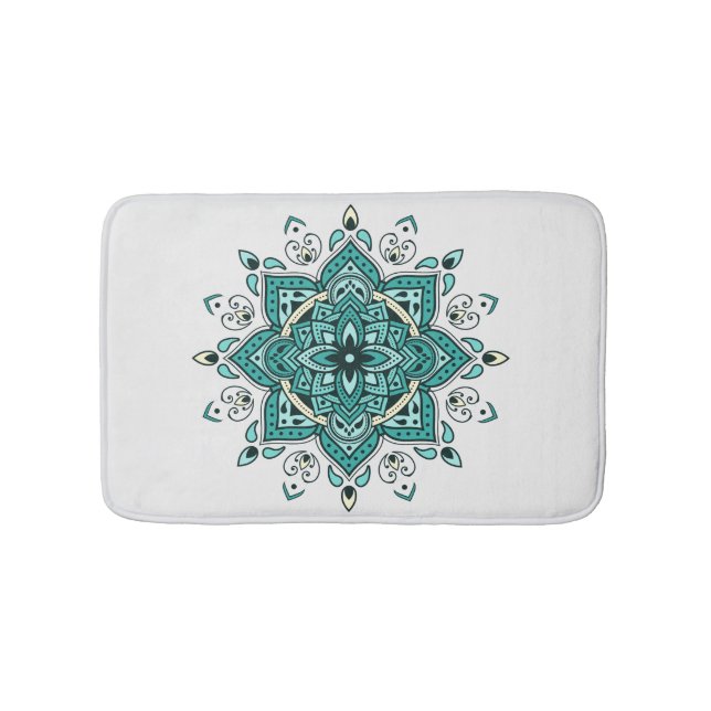 Snygg turkos, mandala-design badrumsmatta (Framsidan)