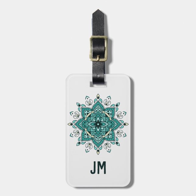 Snygg turkos, mandala-design bagagebricka (Vertikal Framsida)