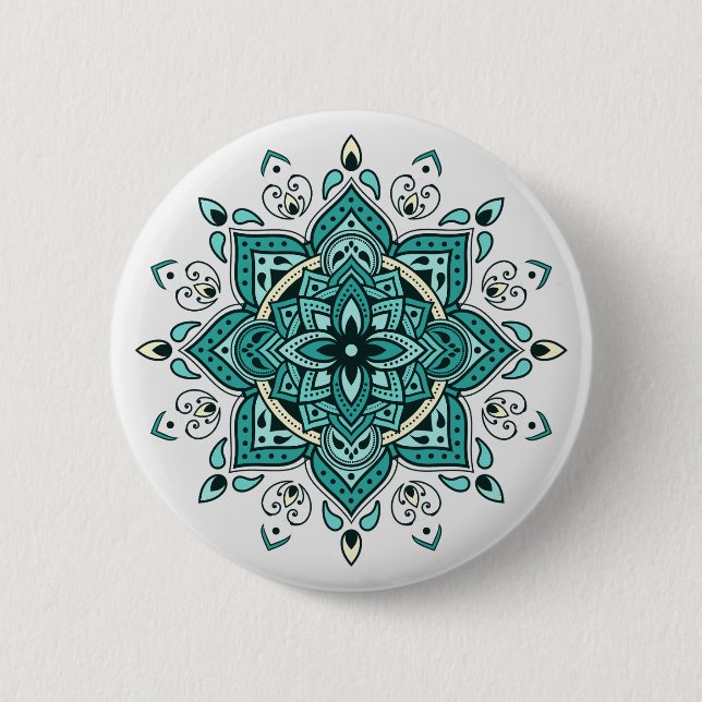 Snygg turkos, mandala-design knapp (Framsida)