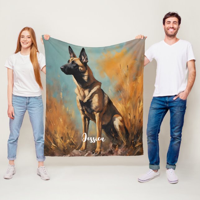Snygg tysk Malinois Fleecefilt (På plats)