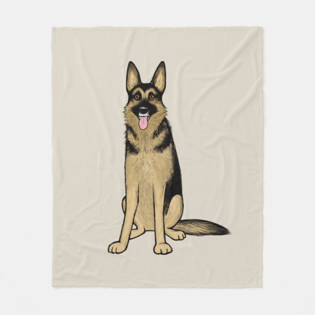 Snygg tysk Shepherd Hund | Tecknad Pet Art Fleecefilt (Framsidan)