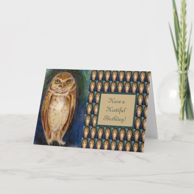 Snygg Uggla Art Birthday Card, Elegant honom/henne Kort (Framsida)