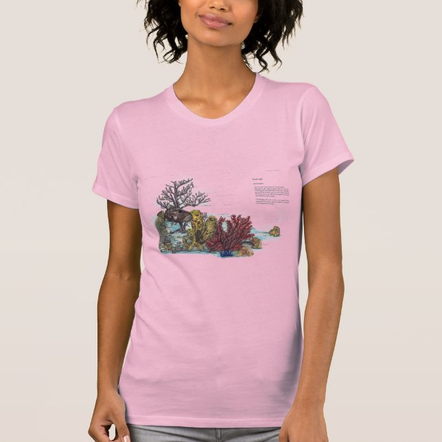 Snygg undervattenshandmålad korallrev t shirt (Framsida)