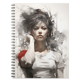 Snygg ung kvinna unik Elegant kvinnlig konst Anteckningsbok