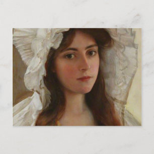 Snygg unge dam av Albert Lynch,vintage konst Vykort