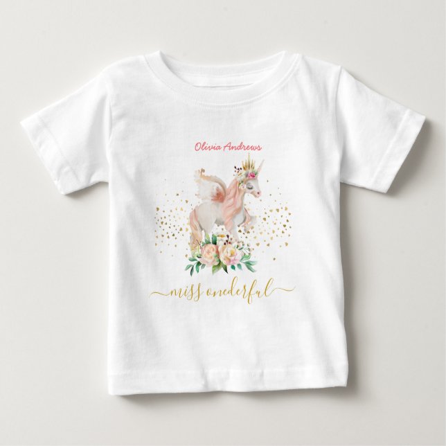 Snygg Unicorn 1:a födelsedagen T Shirt (Framsida)