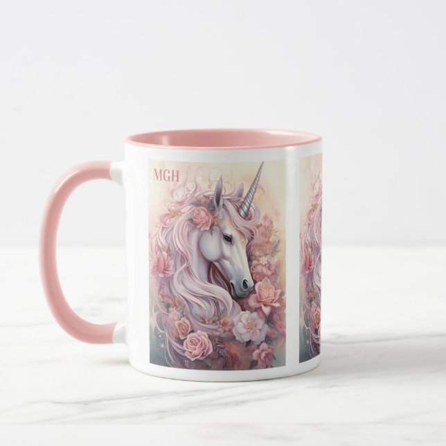 Snygg Unicorn-Anpassningsbar Monogram Mugg (Vänster)