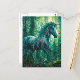 Snygg Unicorn i en skog Vykort