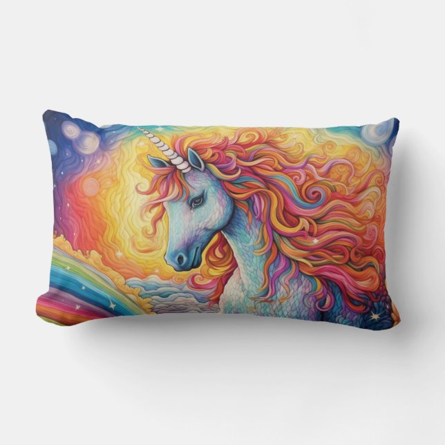 Snygg Unicorn Lumbarkudde (Framsida)