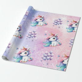 Snygg Unicorn med ballonger Papper Presentpapper