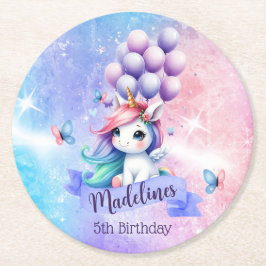 Snygg Unicorn med Balloons Pappra Underlägg