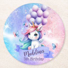 Snygg Unicorn med Balloons Pappra Underlägg