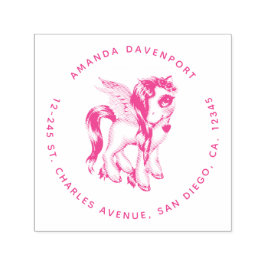 Snygg Unicorn med Finare Mane & Svan Självfärgande Stämpel