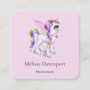 Snygg Unicorn med Rainbow Mane Fyrkantigt Visitkort