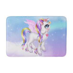 Snygg Unicorn med Rainbow Mane & Svan Badrumsmatta