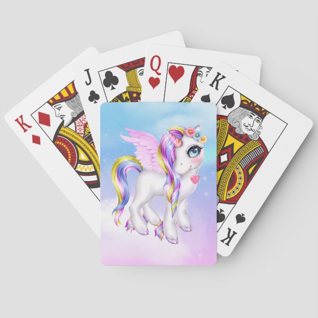 Snygg Unicorn med Rainbow Mane & Svan Casinokort (Baksidan)