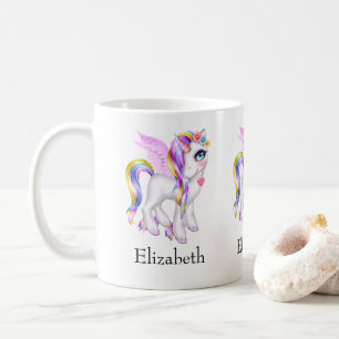 Snygg Unicorn med Rainbow Mane & Svan Kaffemugg