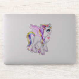 Snygg Unicorn med Rainbow Mane & Svan Klistermärken