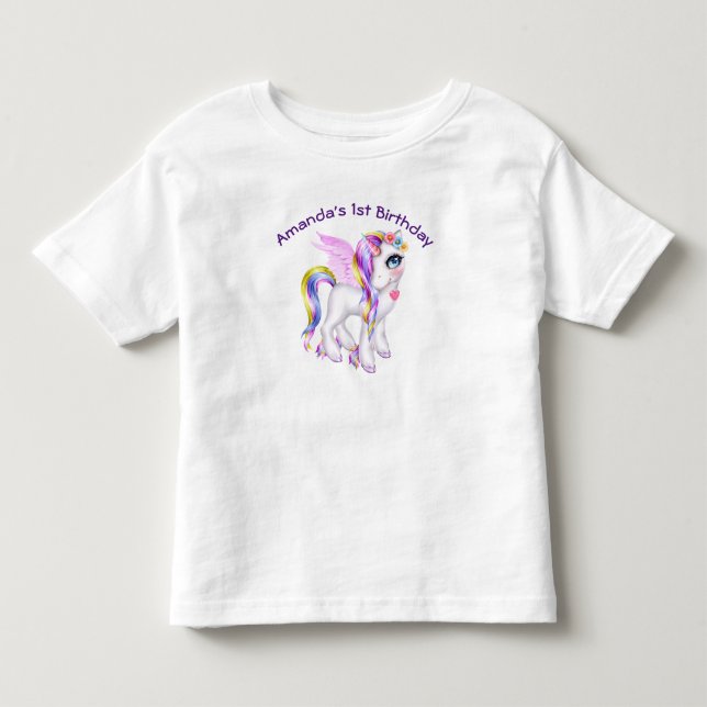 Snygg Unicorn med Rainbow Mane & Svan T Shirt (Framsida)