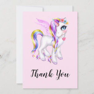 Snygg Unicorn med Rainbow Mane Tack Kort