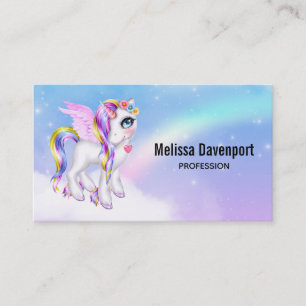 Snygg Unicorn med Rainbow Mane Visitkort