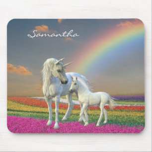 Snygg Unicorn Mor och Foal Unicorn Flower Musmatta