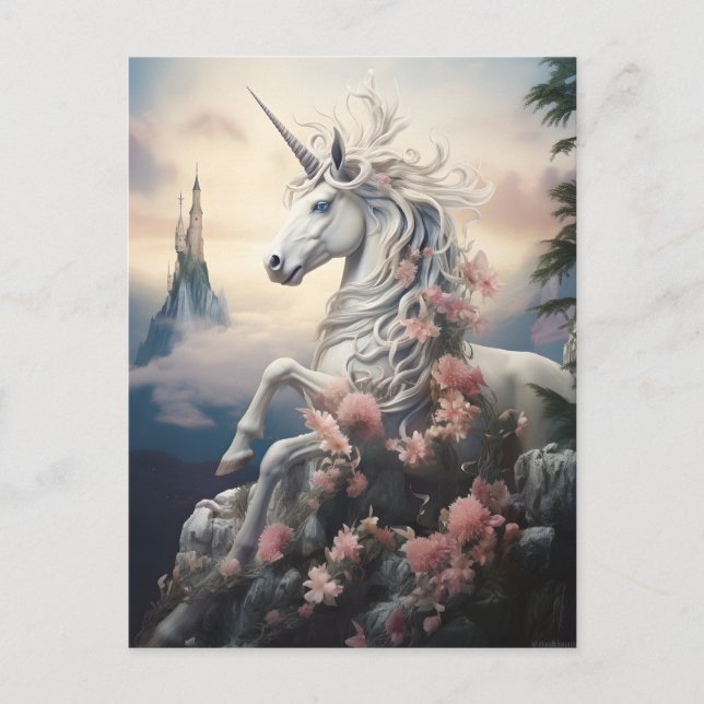 Snygg Unicorn Vykort (Framsida)