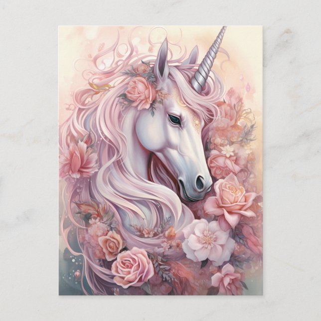 Snygg Unicorn Vykort (Framsida)