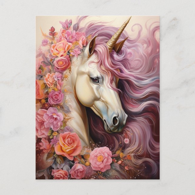 Snygg Unicorn Vykort (Framsida)