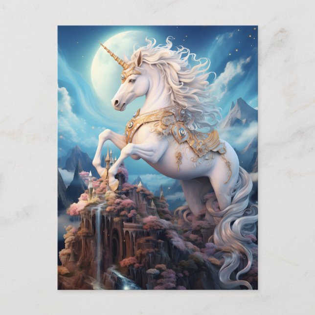 Snygg Unicorn Vykort (Framsida)