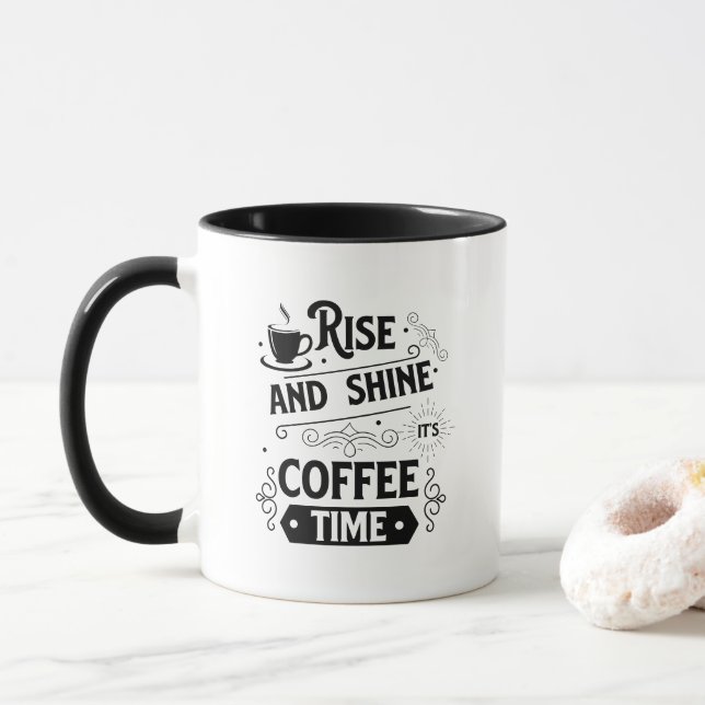 Snygg uppgång lysande kaffetid ordkonst  mugg (Med munk)