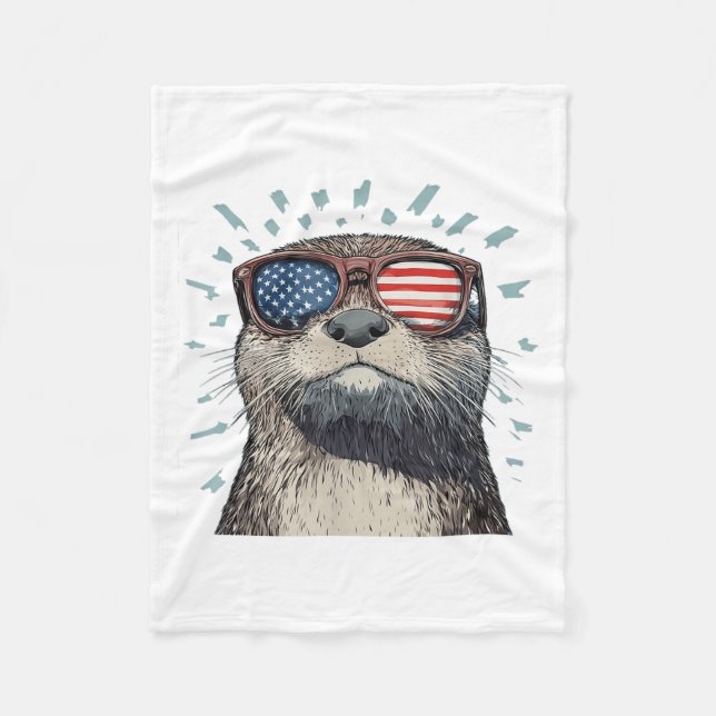 Snygg utter med djärva amerikanska solglasögon _1 fleecefilt (Framsidan)