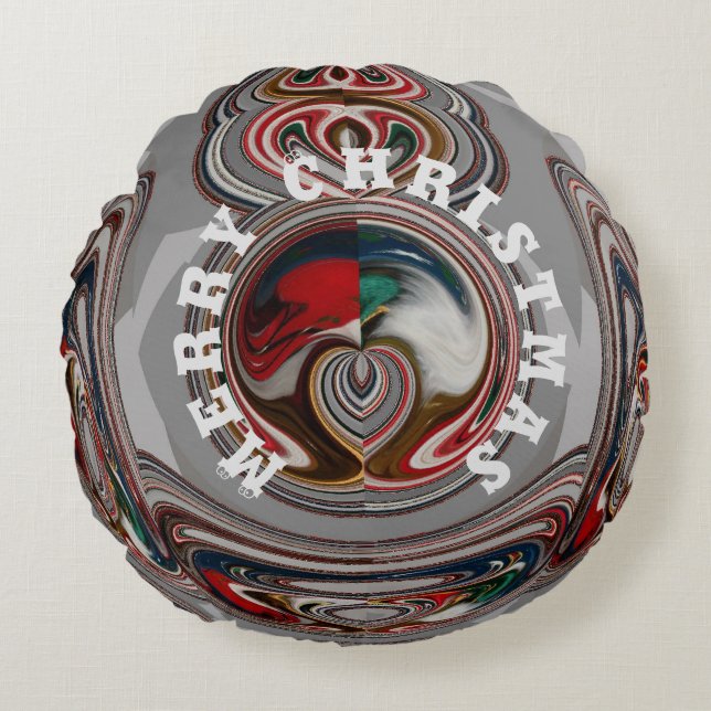 Snygg, vacker God jul med Kärlek Rund Kudde (Framsidan)