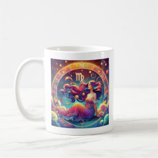 Snygg Våg-kvinna med Horoscope Info på baksidan Kaffemugg
