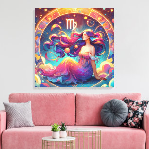 Snygg Våg Woman Horoscope Art Canvastryck