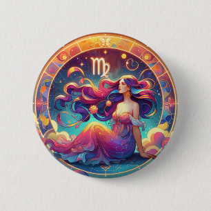 Snygg Våg Woman Horoscope Art Knapp