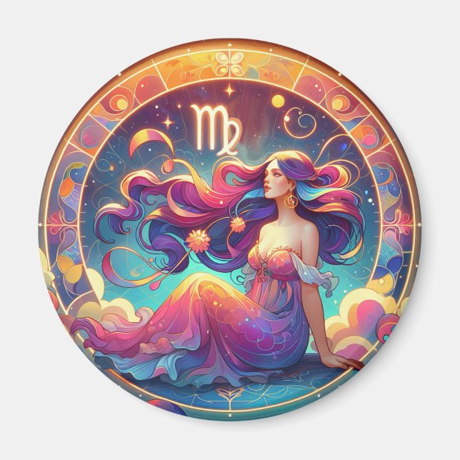 Snygg Våg Woman | Horoscope Art Magnet (Framsidan)