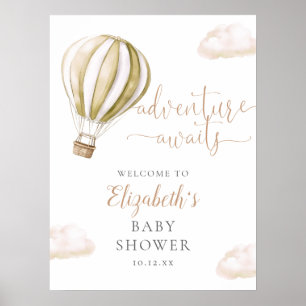 Snygg välkomstskylt för baby shower med luftballon poster